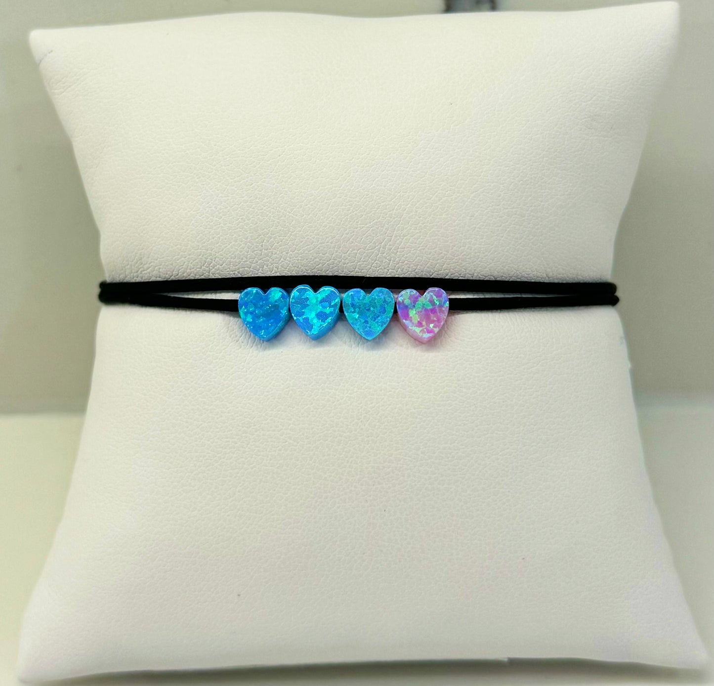 Four Heart Charm Cord Bracelet