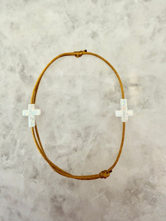 Double Cross Charm Cord Bracelet ☆NEW☆